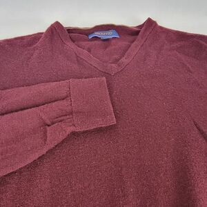 BROLETTO‎ Mens V-Neck Sweater Merino Wool Wine Maroon Long Sleeve Casual Soft